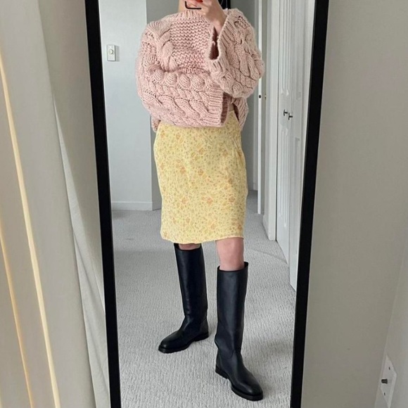 Zara black leather knee high boots blogger style toteme khaite the row - Picture 4 of 16